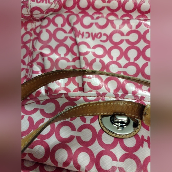 Pink Coach Signature Op Art Leah Tote Bag 13142 - Picture 11 of 11